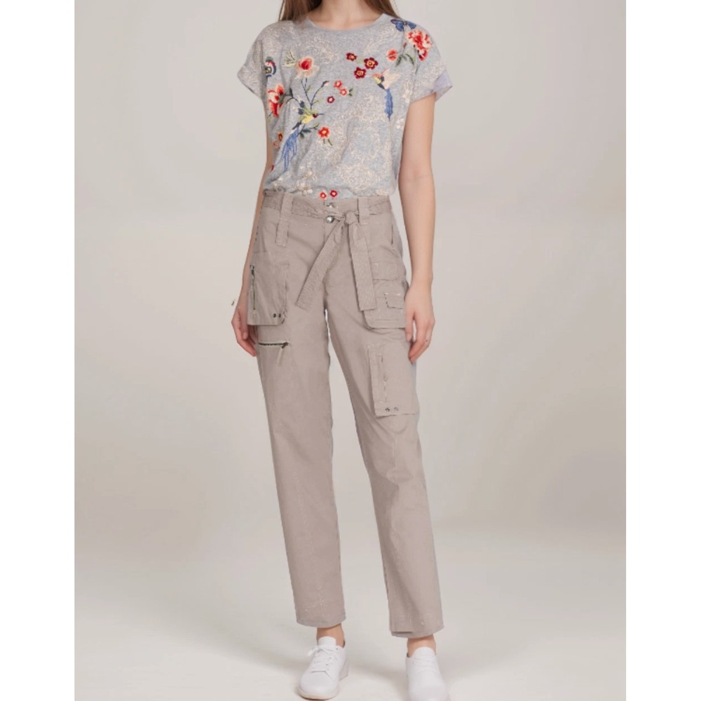 Johnny Was Pete & Greta Tyla Belted Cargo Pants Boho Chic Tan P67022 Size 6 #2‎